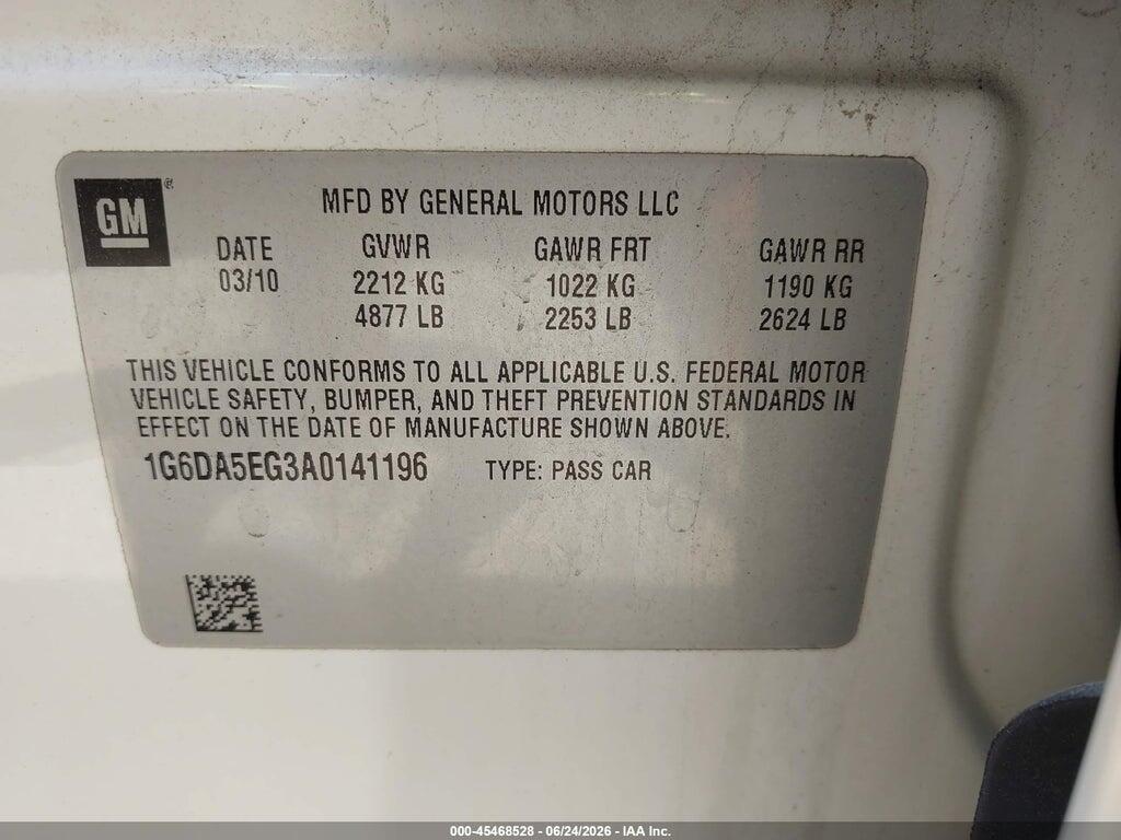 1G6DA5EG3A0141196 2010 CADILLAC CTS photo no. 9