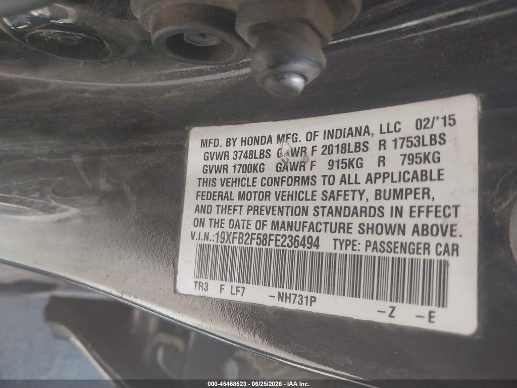 19XFB2F58FE236494 2015 HONDA CIVIC photo no. 9