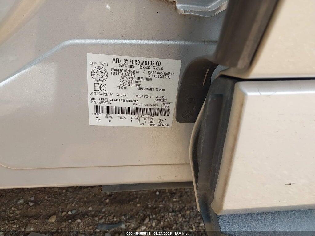2FMTK4AP1FBB49207 2015 FORD EDGE photo no. 9