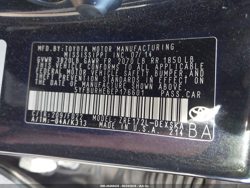 5YFBURHE6EP176601 2014 TOYOTA COROLLA photo no. 9