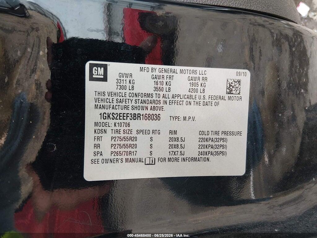 1GKS2EEF3BR168036 2011 GMC YUKON photo no. 9