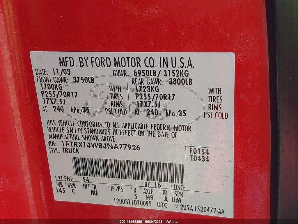 1FTRX14W84NA77926 2004 FORD F-150 photo no. 9