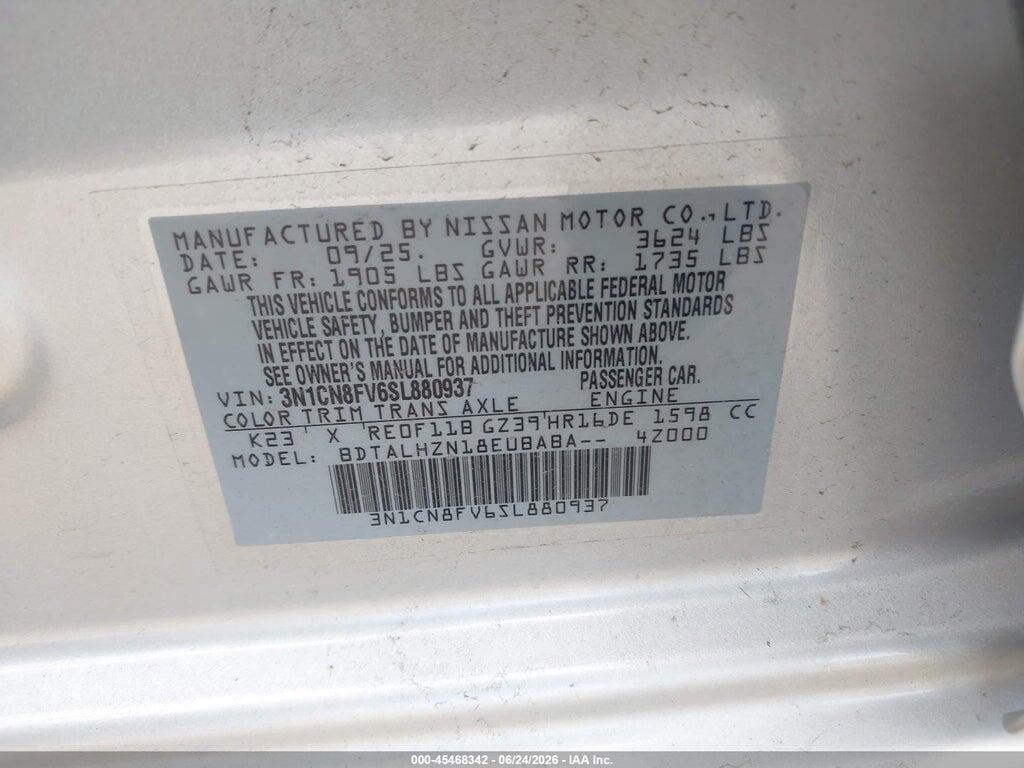 3N1CN8FV6SL880937 2025 NISSAN VERSA photo no. 9