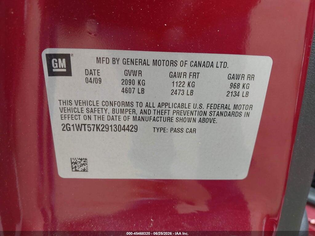 2G1WT57K291304429 2009 CHEVROLET IMPALA photo no. 9