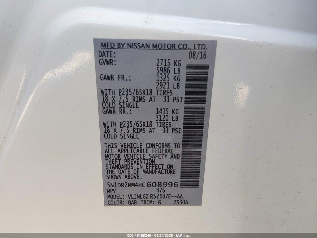 5N1DR2MM4HC608996 2017 NISSAN PATHFINDER photo no. 9