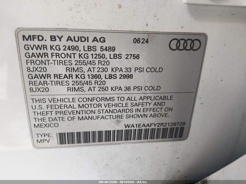2024 AUDI Q5 PREMIUM PLUS 45 TFSI S LINE QUATTRO — Фото 9 из 16