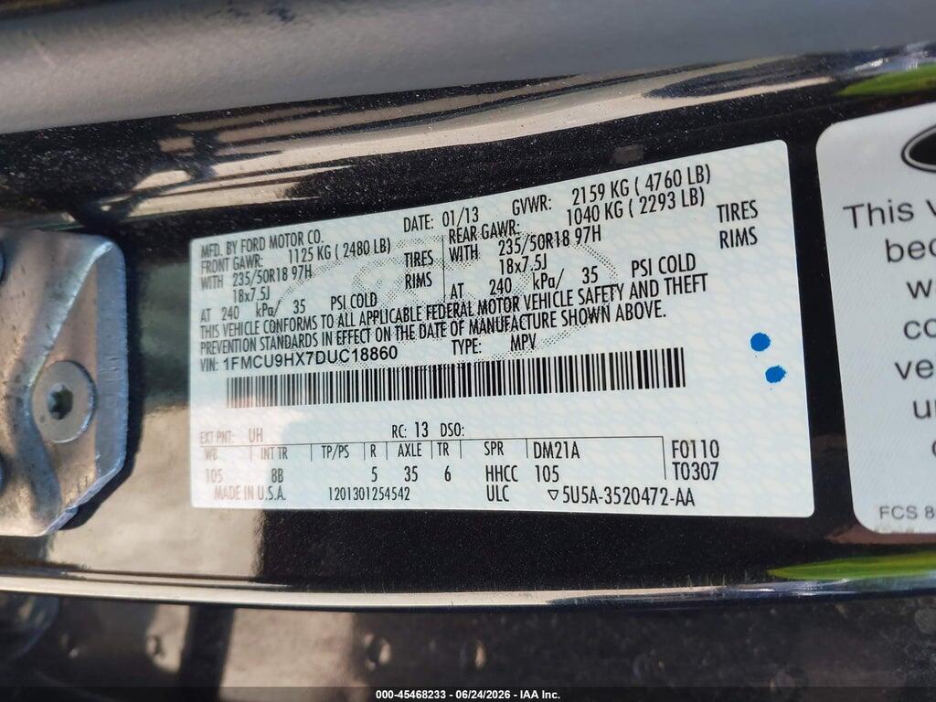 1FMCU9HX7DUC18860 2013 FORD ESCAPE photo no. 9