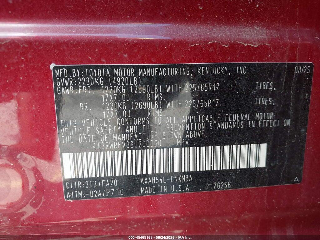 4T3RWRFV3SU200060 2025 TOYOTA RAV4 HYBRID photo no. 9