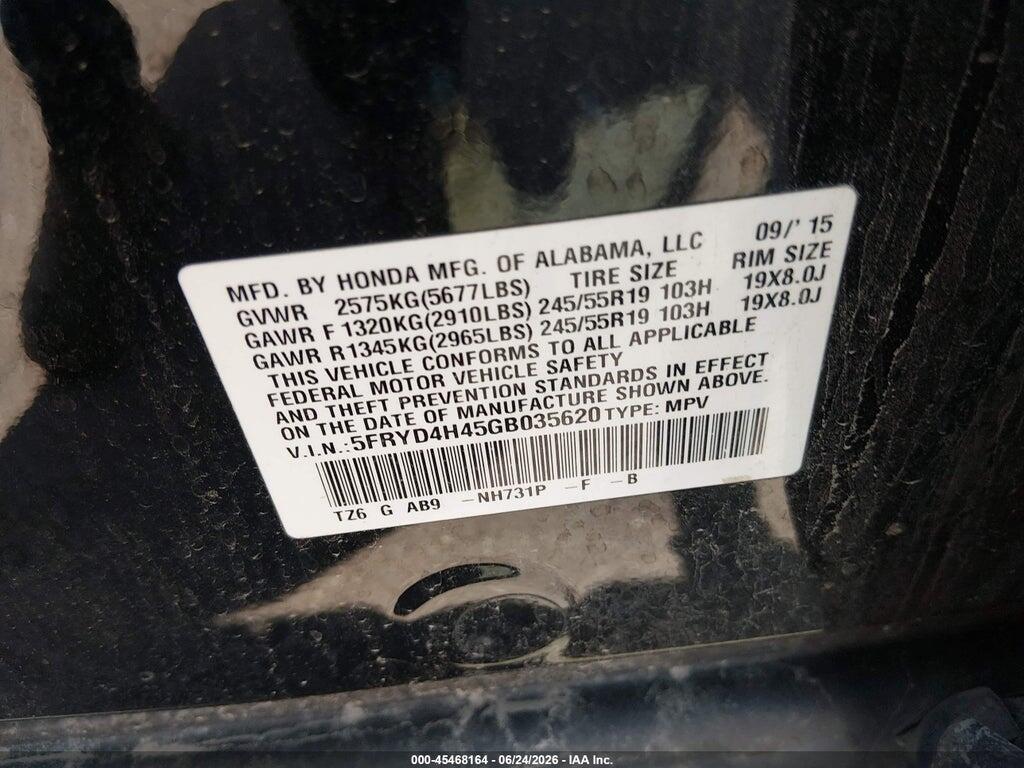 5FRYD4H45GB035620 2016 ACURA MDX photo no. 9