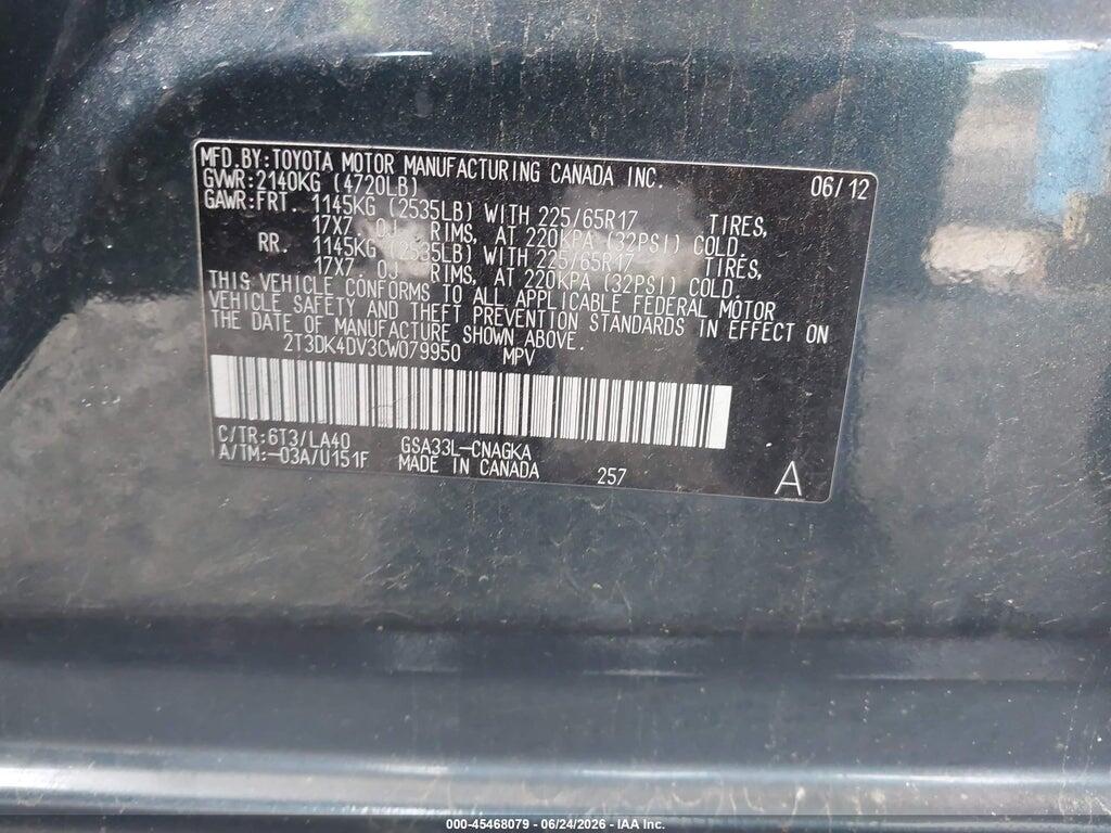 2T3DK4DV3CW079950 2012 TOYOTA RAV4 photo no. 9