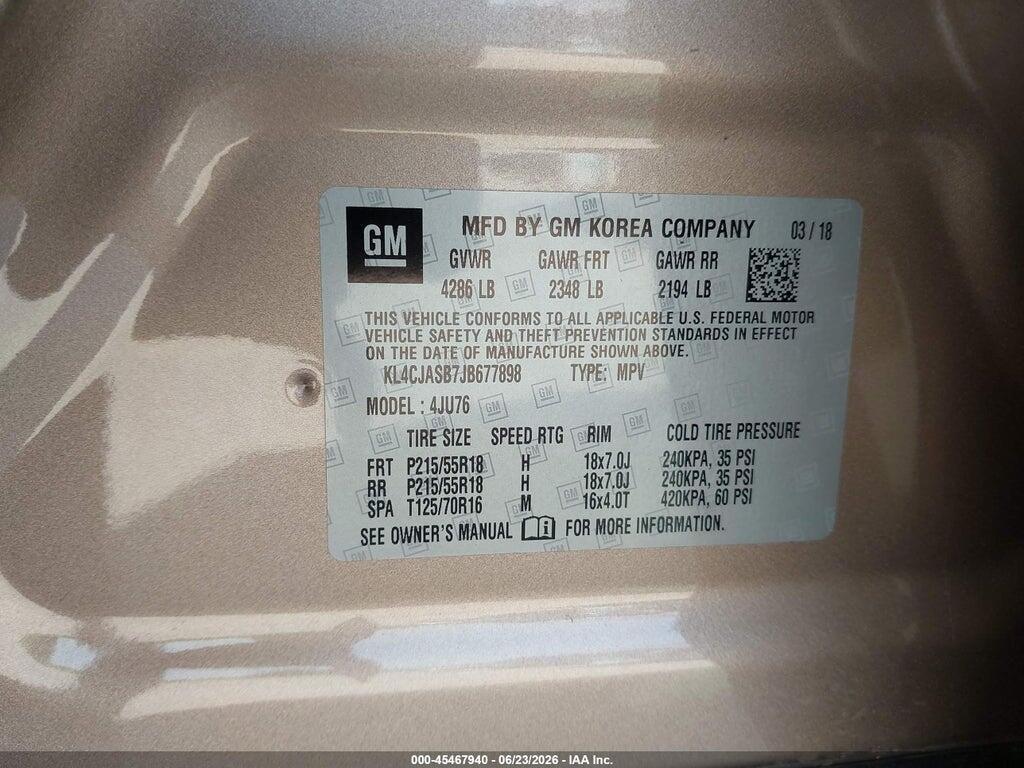 KL4CJASB7JB677898 2018 BUICK ENCORE photo no. 9