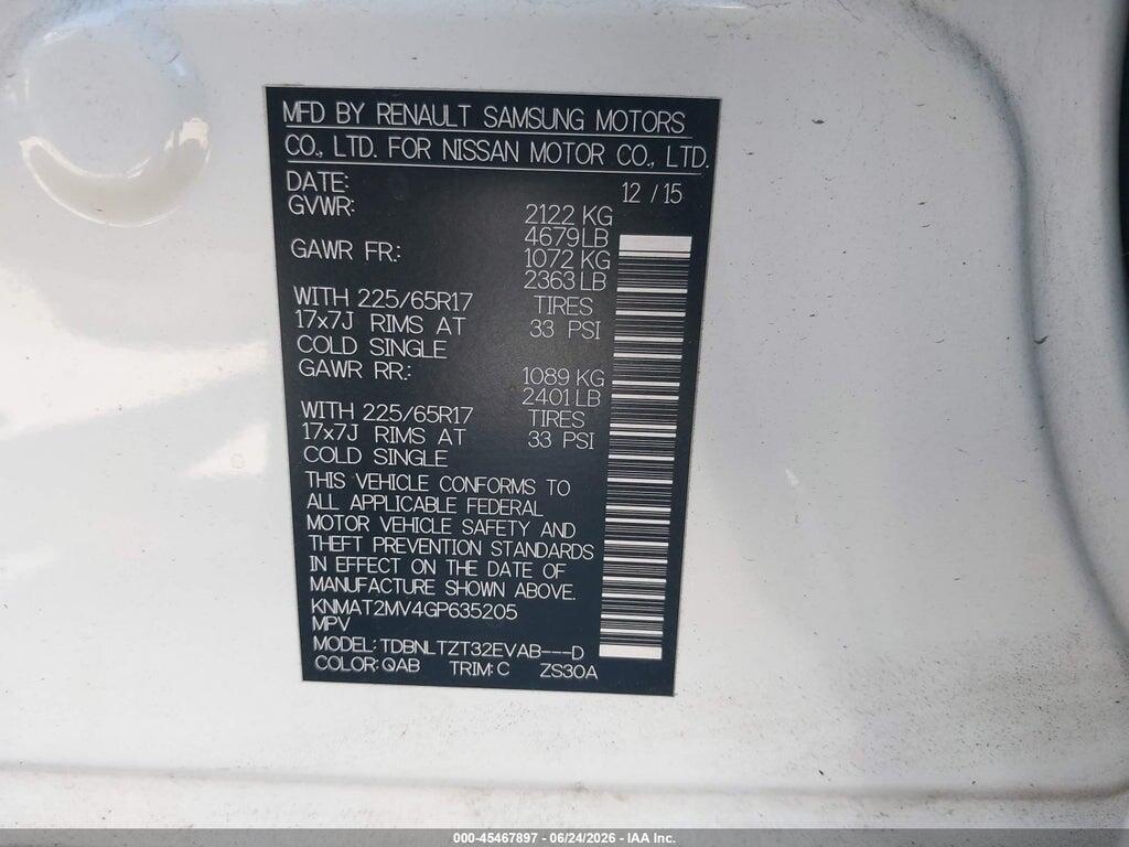 KNMAT2MV4GP635205 2016 NISSAN ROGUE photo no. 9