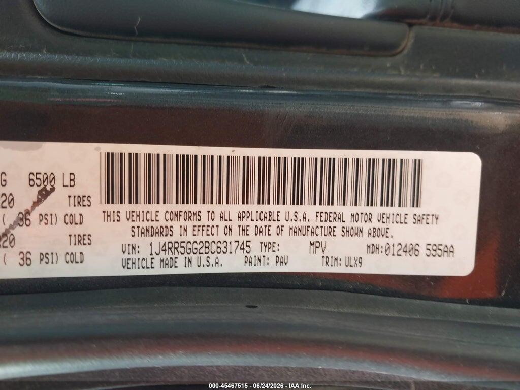 1J4RR5GG2BC631745 2011 JEEP GRAND CHEROKEE photo no. 9
