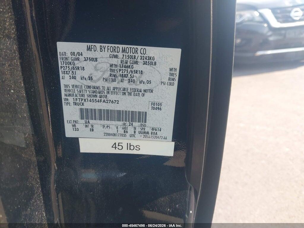 1FTPX14554FA27672 2004 FORD F-150 photo no. 9