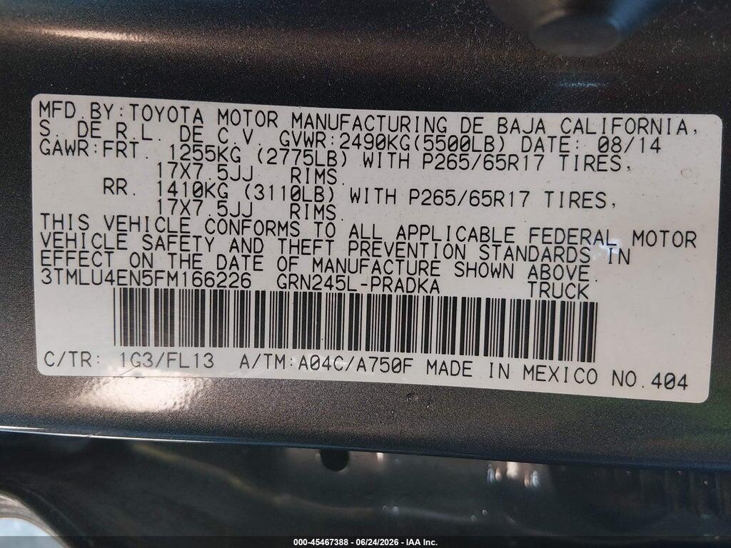 3TMLU4EN5FM166226 2015 TOYOTA TACOMA photo no. 9