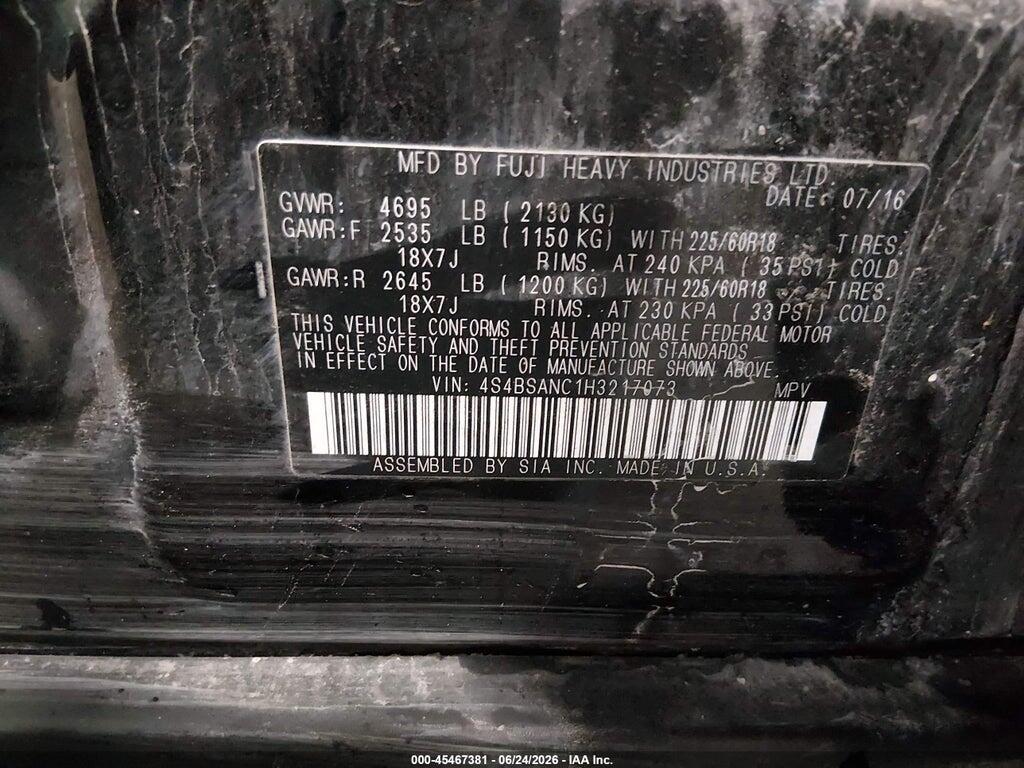 4S4BSANC1H3217073 2017 SUBARU OUTBACK photo no. 9