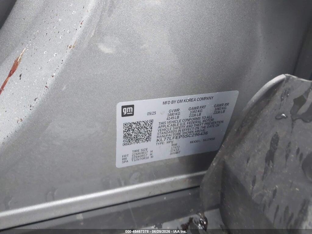 KL77LFEP5SC296436 2025 CHEVROLET TRAX photo no. 9