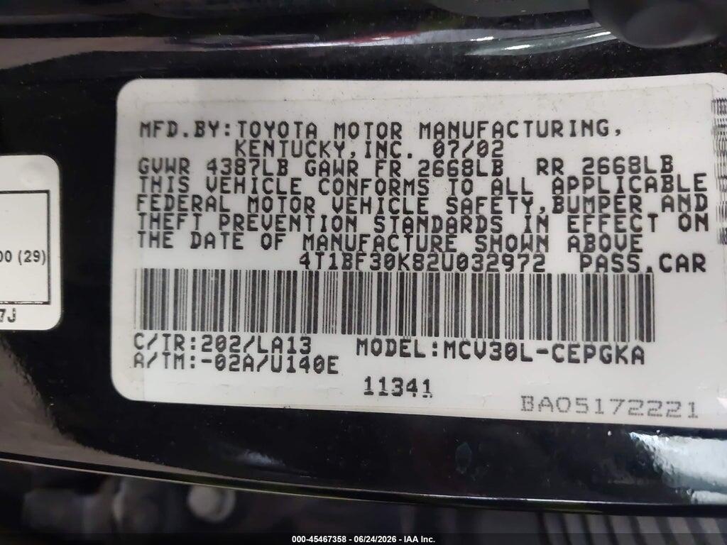 4T1BF30K82U032972 2002 TOYOTA CAMRY photo no. 9