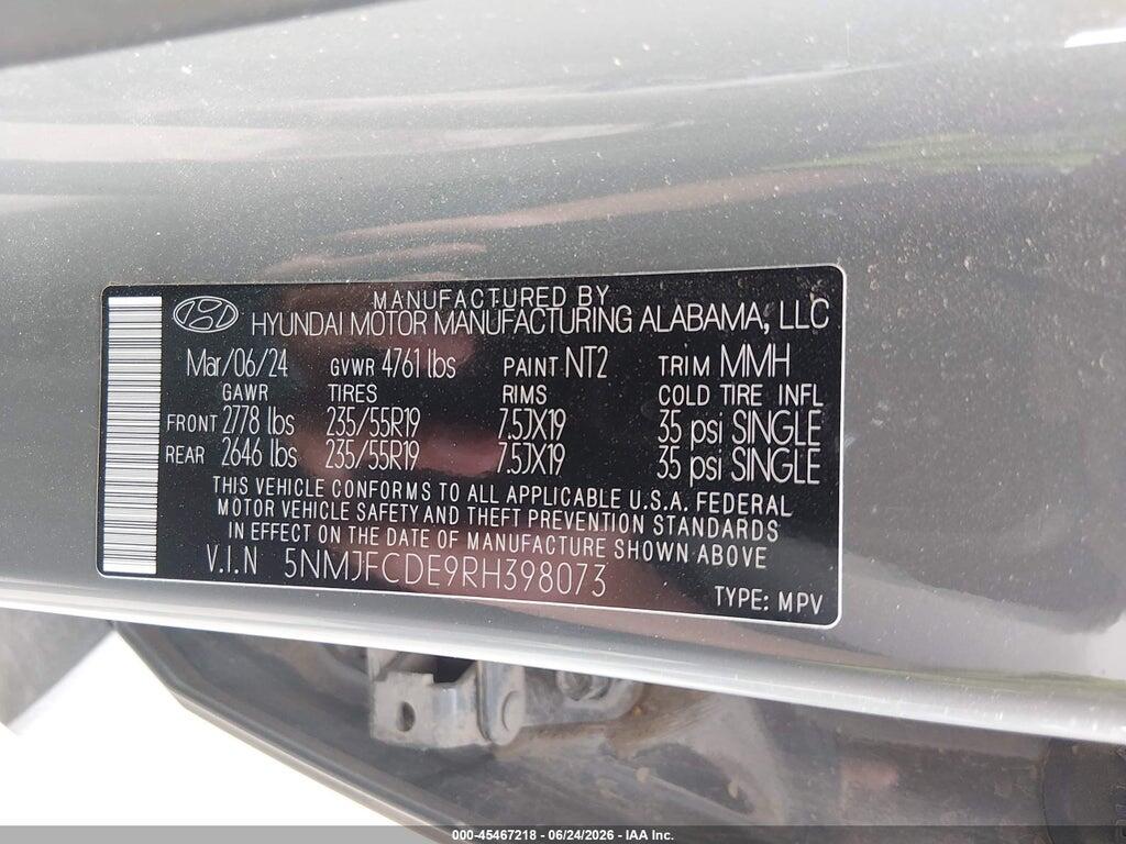 5NMJFCDE9RH398073 2024 HYUNDAI TUCSON photo no. 9