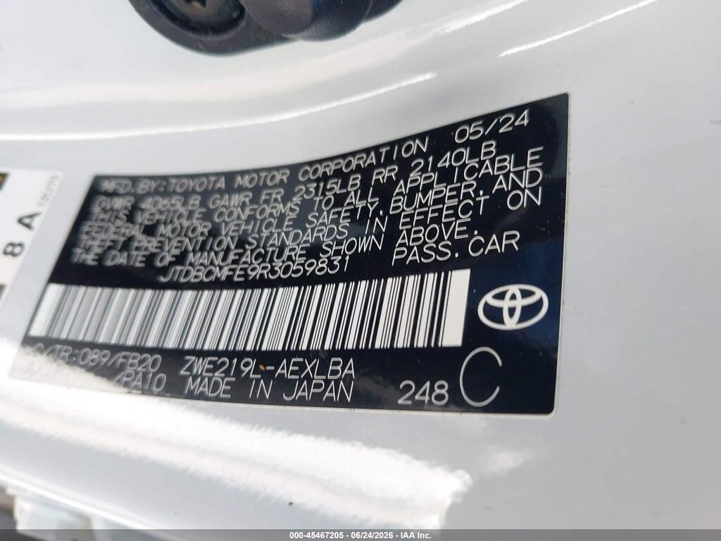JTDBCMFE9R3059831 2024 TOYOTA COROLLA photo no. 9