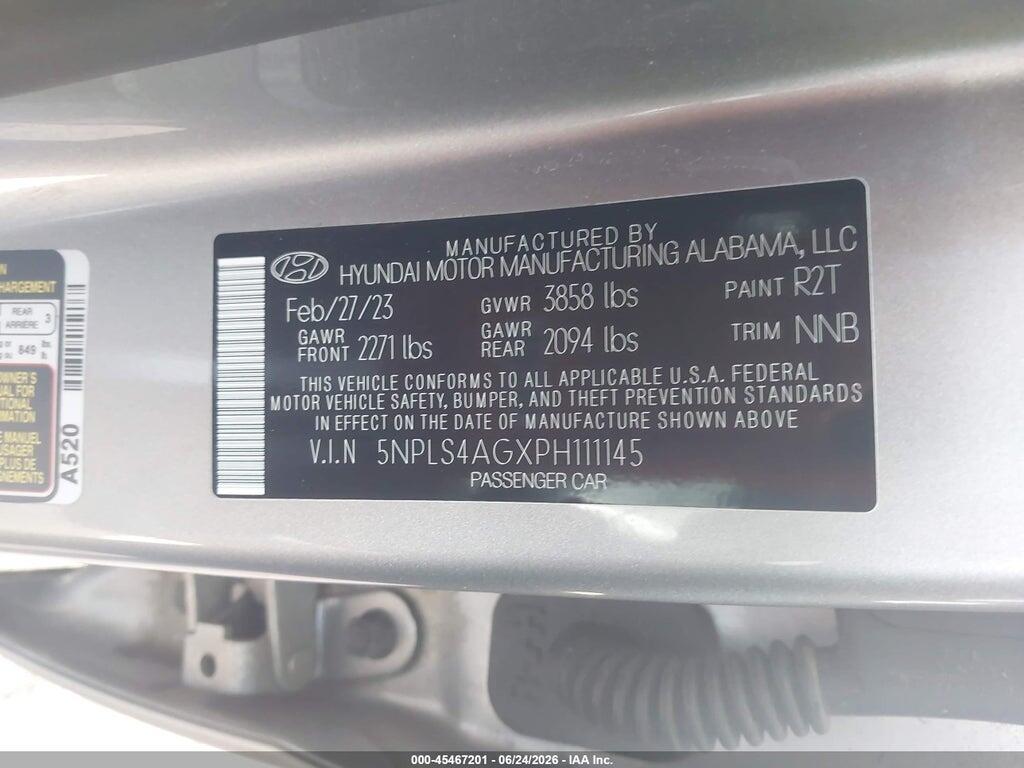 5NPLS4AGXPH111145 2023 HYUNDAI ELANTRA photo no. 9