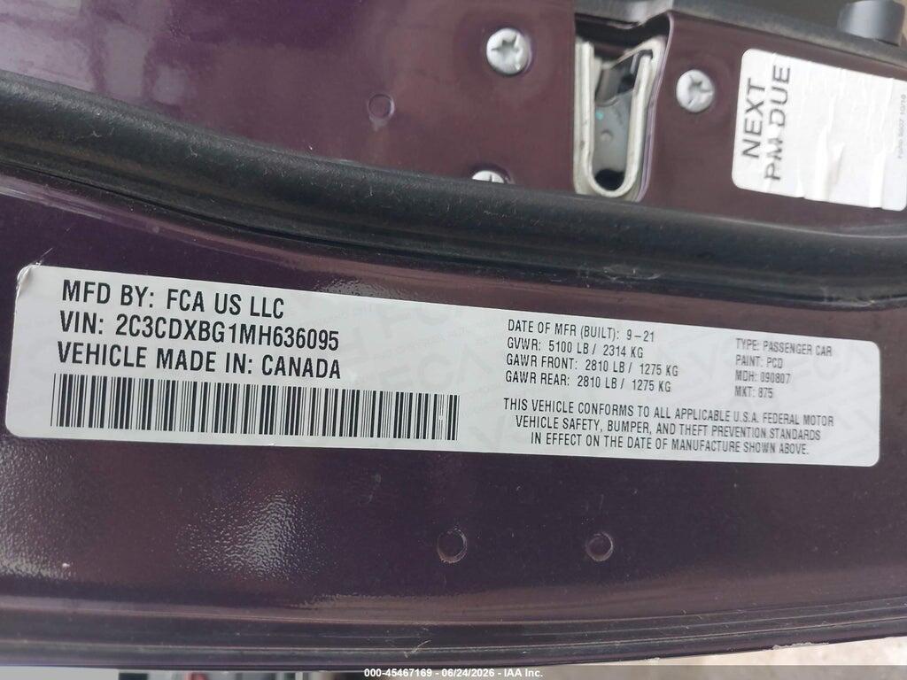 2C3CDXBG1MH636095 2021 DODGE CHARGER photo no. 9