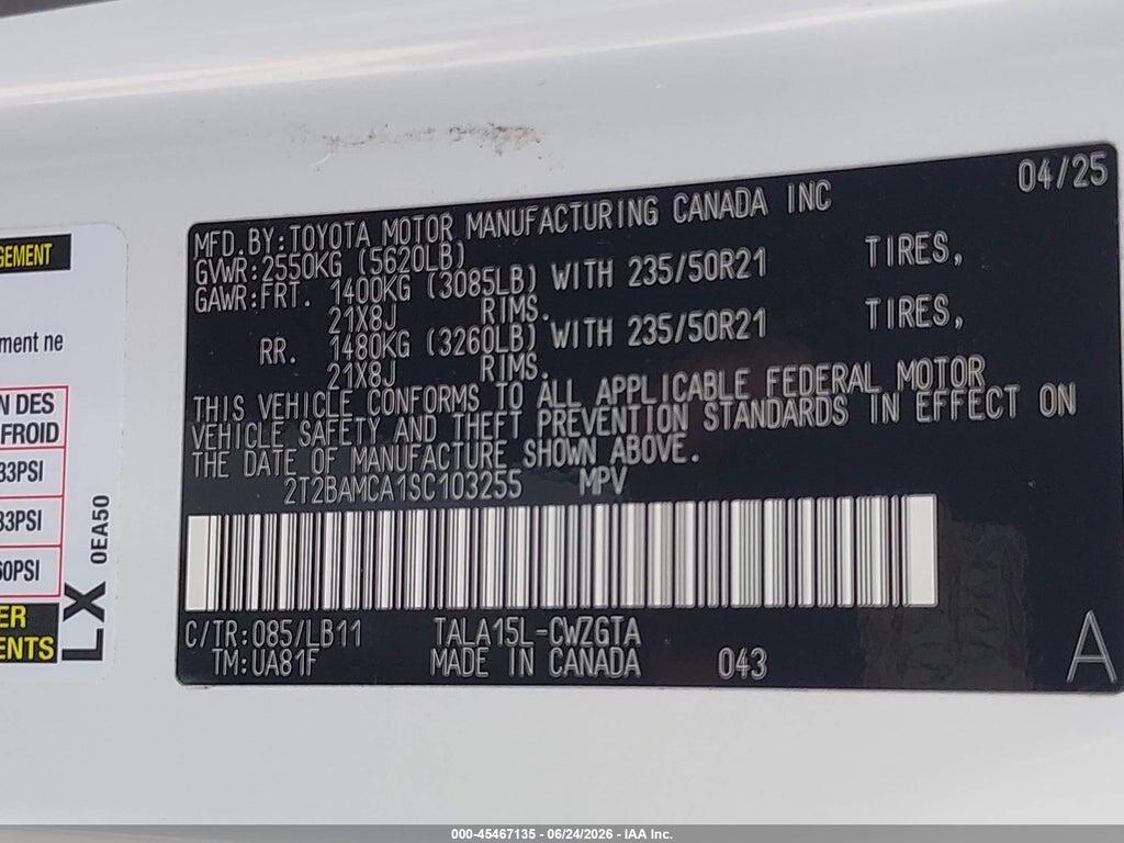 2T2BAMCA1SC103255 2025 LEXUS RX 350 photo no. 9