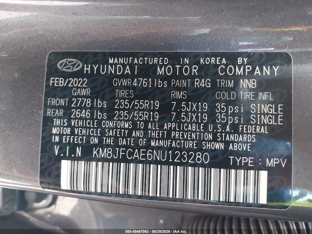 KM8JFCAE6NU123280 2022 HYUNDAI TUCSON photo no. 9