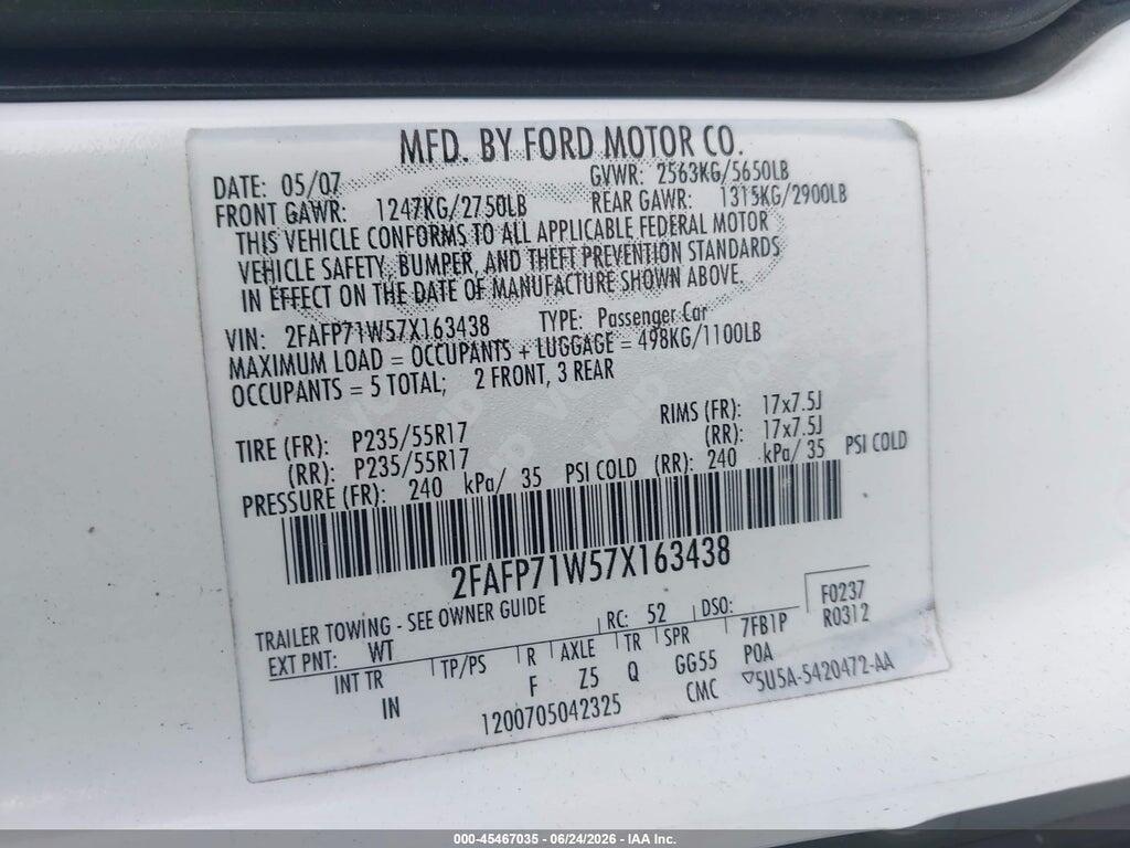 2FAFP71W57X163438 2007 FORD CROWN VICTORIA photo no. 9