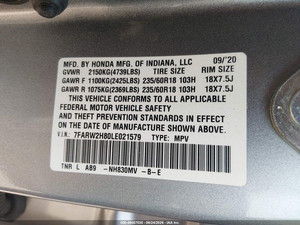 7FARW2H80LE021579 2020 HONDA CR-V photo no. 9