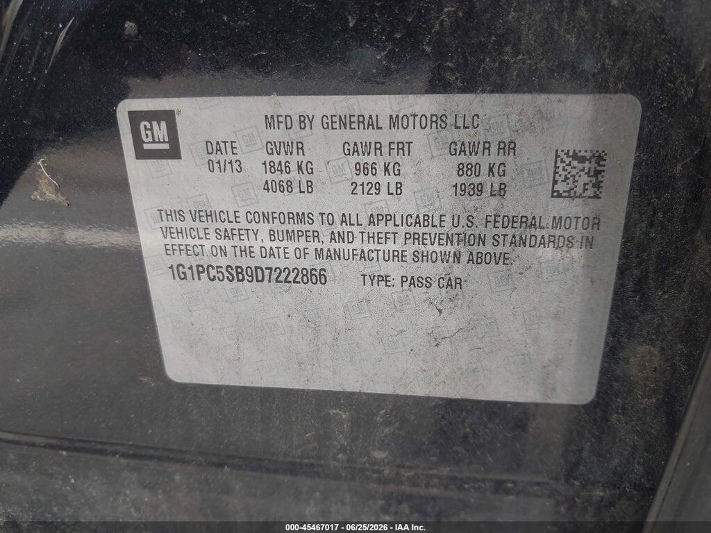 1G1PC5SB9D7222866 2013 CHEVROLET CRUZE photo no. 9