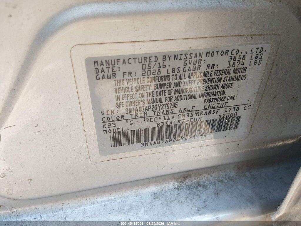3N1AB7AP2GY279795 2016 NISSAN SENTRA photo no. 9