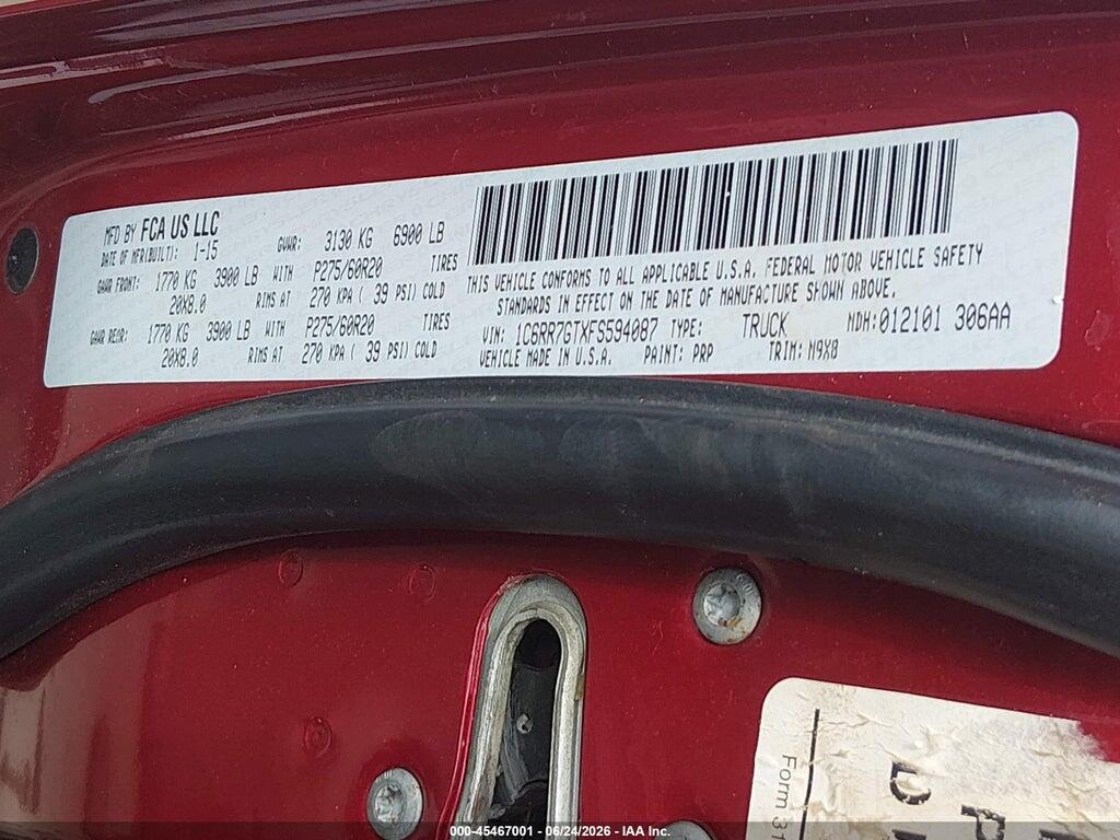 1C6RR7GTXFS594087 2015 RAM 1500 photo no. 9