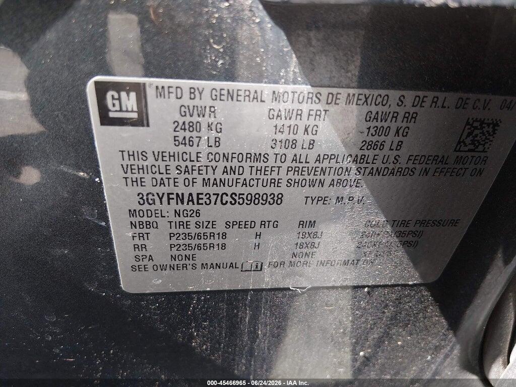 3GYFNAE37CS598938 2012 CADILLAC SRX photo no. 9