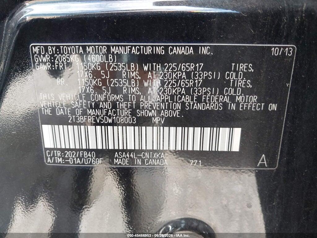 2T3BFREV5DW108003 2013 TOYOTA RAV4 photo no. 9