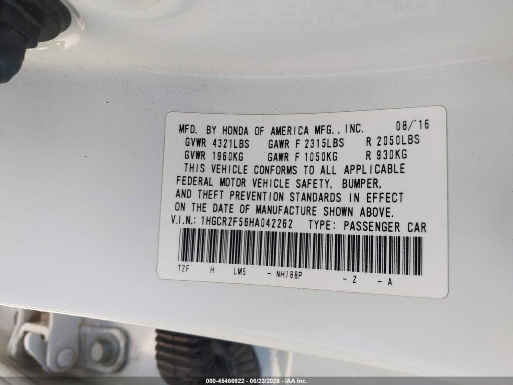 1HGCR2F56HA042262 2017 HONDA ACCORD photo no. 9