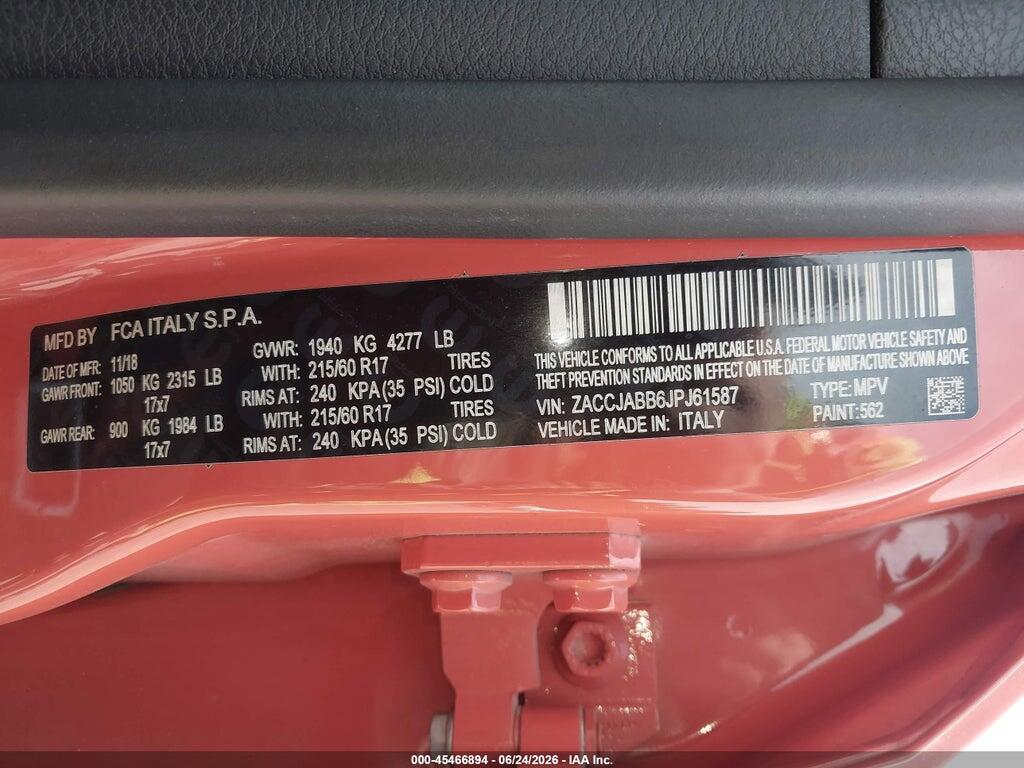 ZACCJABB6JPJ61587 2018 JEEP RENEGADE photo no. 9