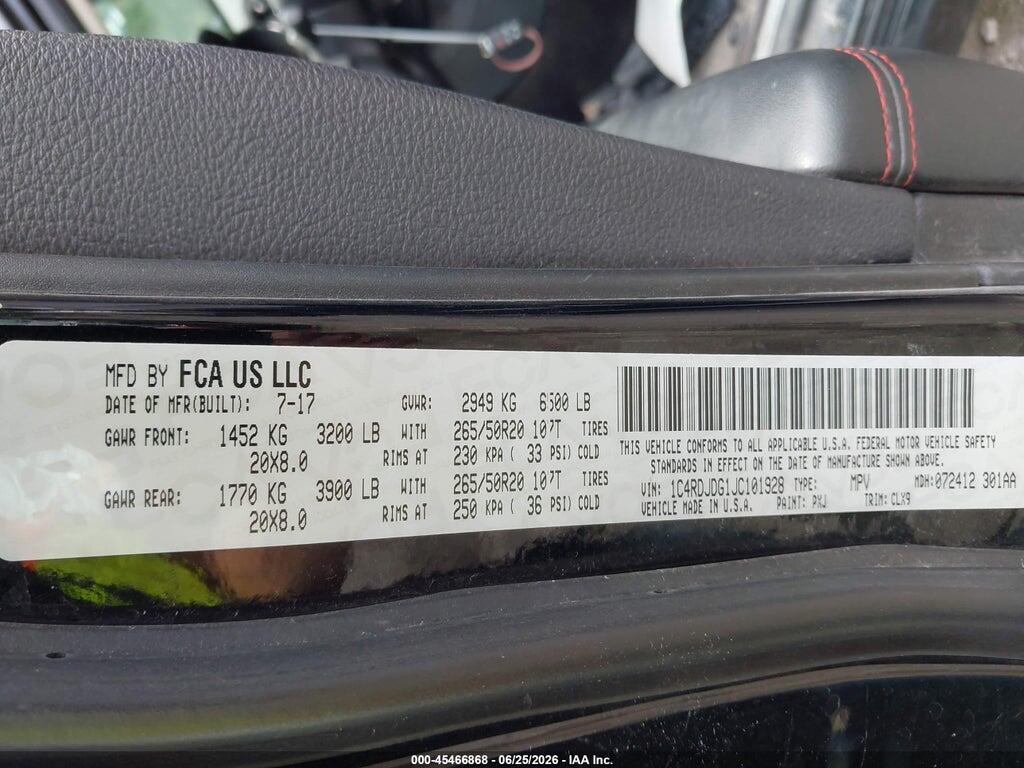 1C4RDJDG1JC101928 2018 DODGE DURANGO photo no. 9