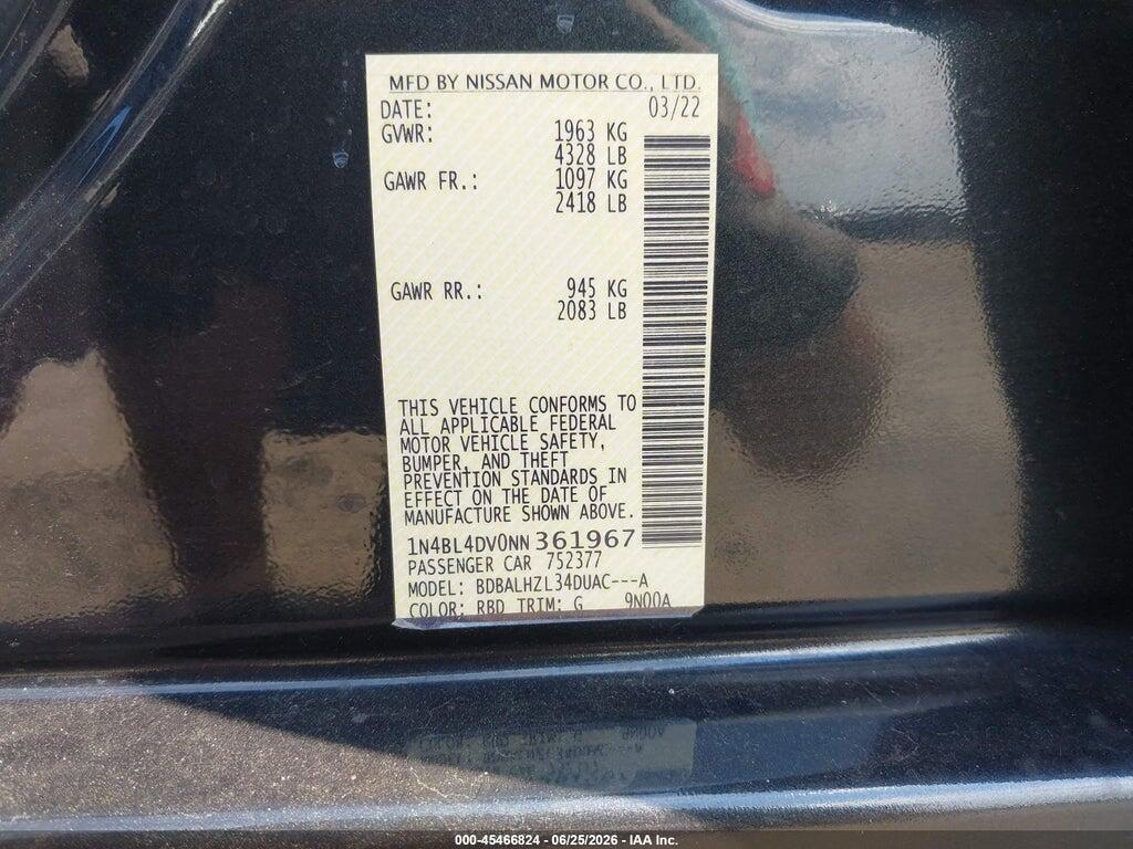 1N4BL4DV0NN361967 2022 NISSAN ALTIMA photo no. 9