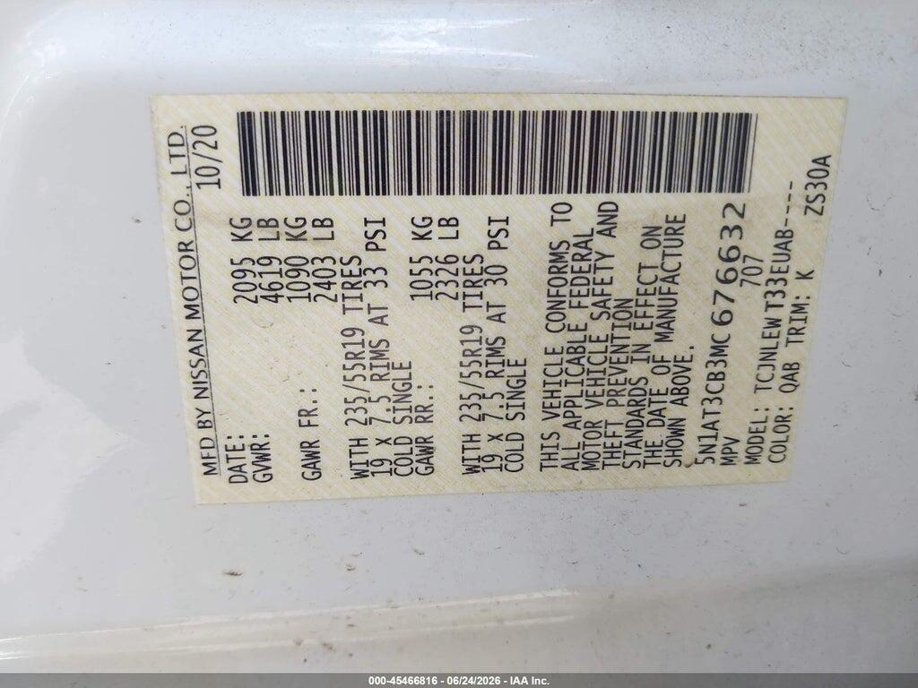 5N1AT3CB3MC676632 2021 NISSAN ROGUE photo no. 9