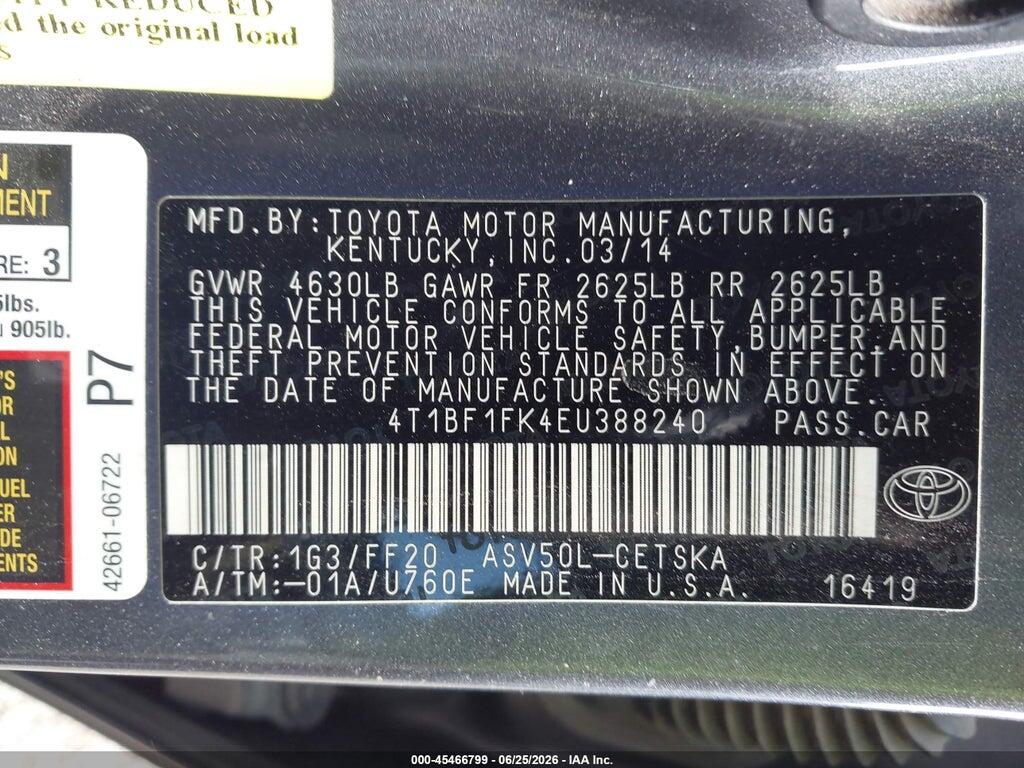 4T1BF1FK4EU388240 2014 TOYOTA CAMRY photo no. 9