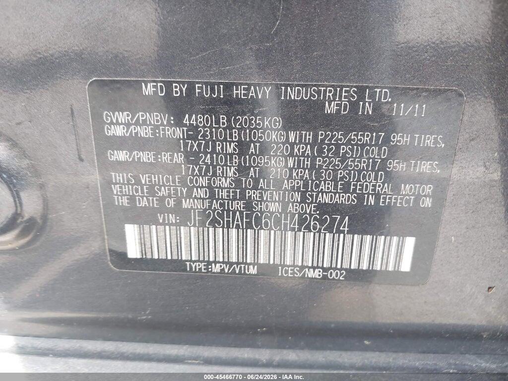 JF2SHAFC6CH426274 2012 SUBARU FORESTER photo no. 9