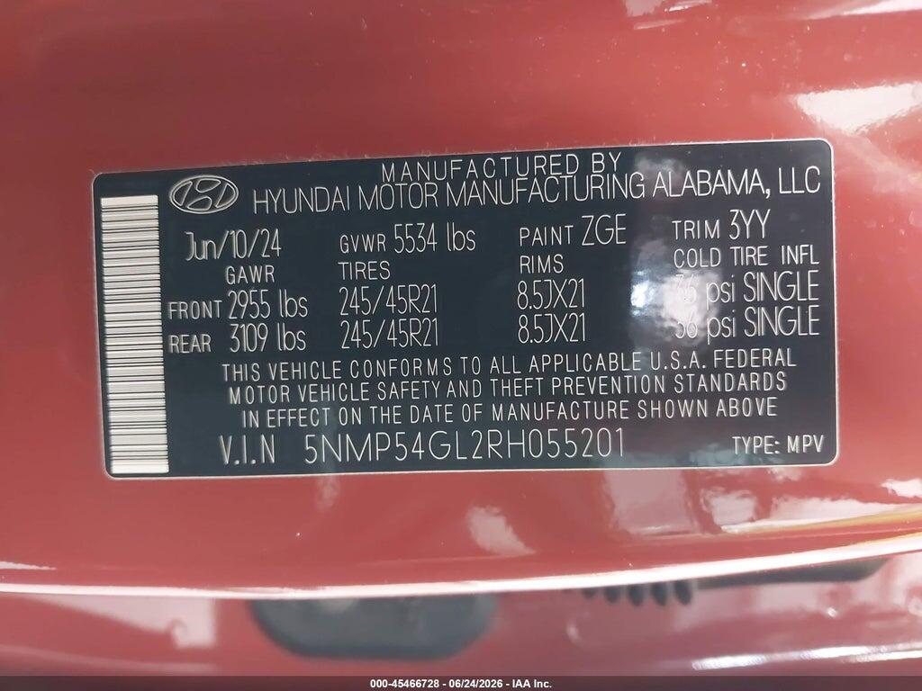 5NMP54GL2RH055201 2024 HYUNDAI SANTA FE photo no. 9