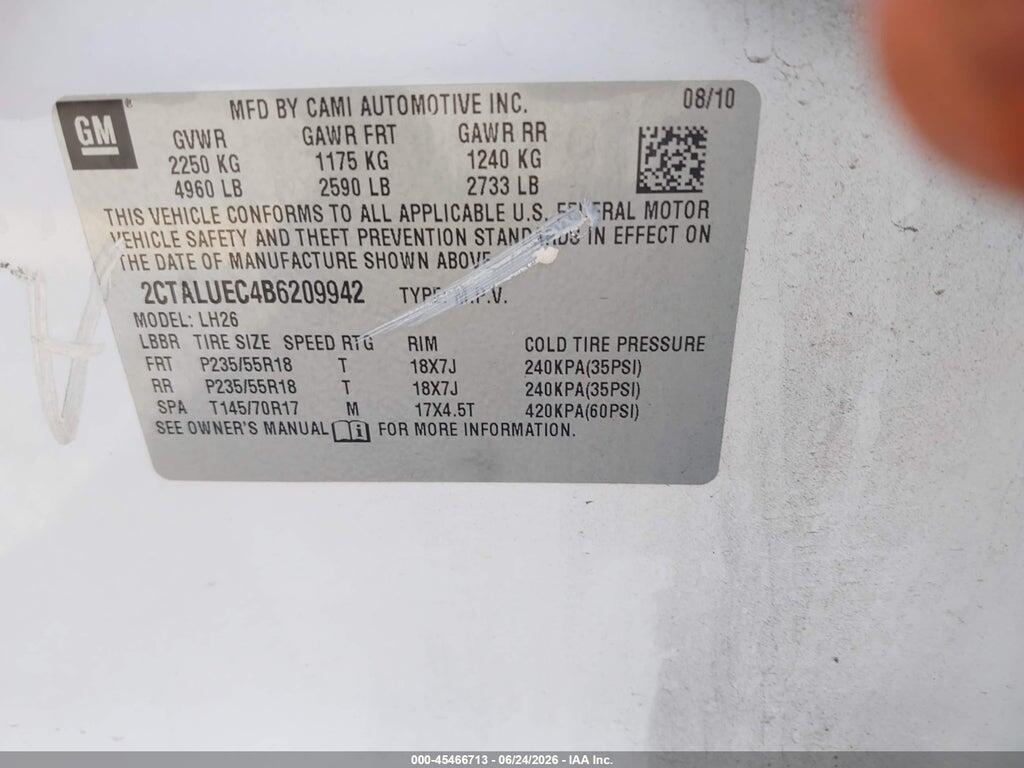 2CTALUEC4B6209942 2011 GMC TERRAIN photo no. 9