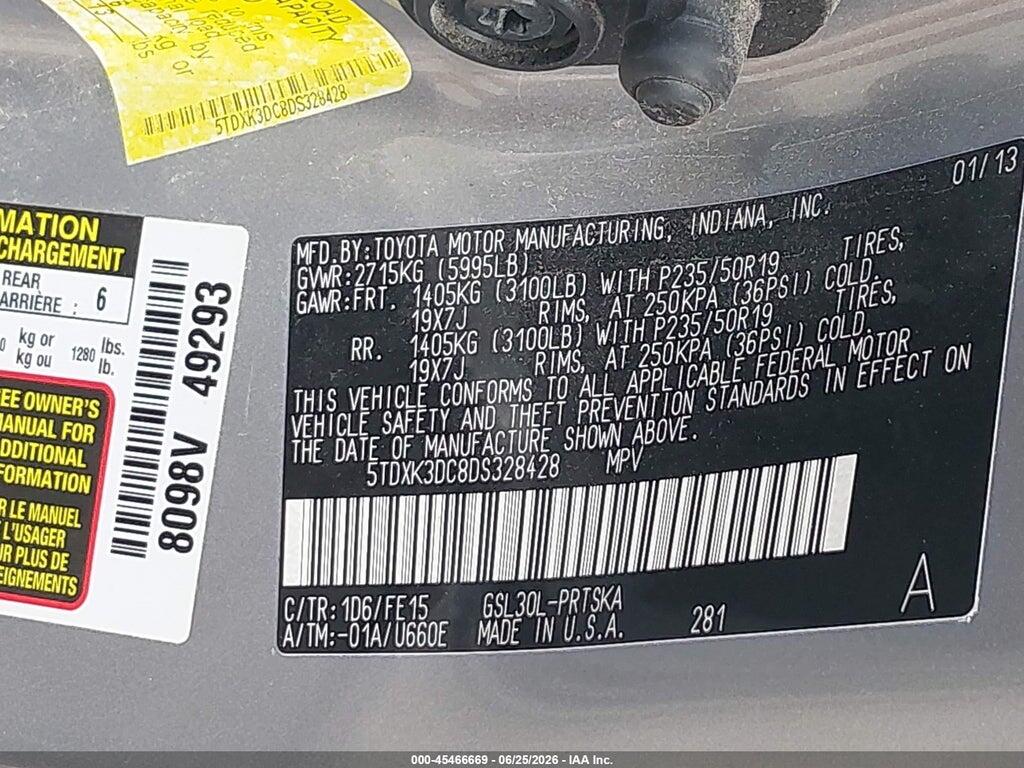 5TDXK3DC8DS328428 2013 TOYOTA SIENNA photo no. 9