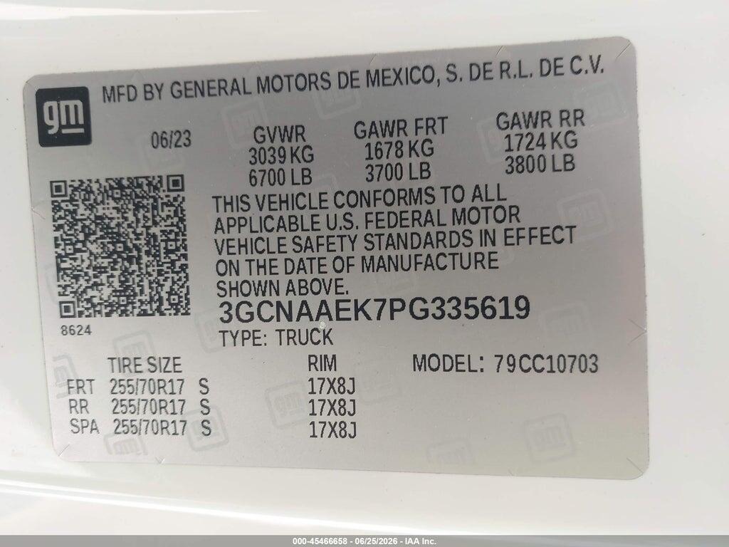 3GCNAAEK7PG335619 2023 CHEVROLET SILVERADO 1500 photo no. 9
