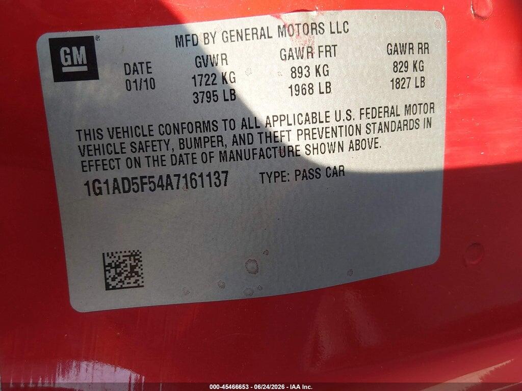 1G1AD5F54A7161137 2010 CHEVROLET COBALT photo no. 9