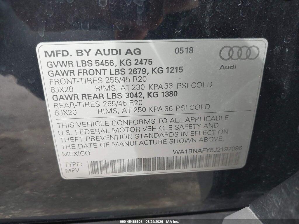 WA1BNAFY5J2197096 2018 AUDI Q5 photo no. 9