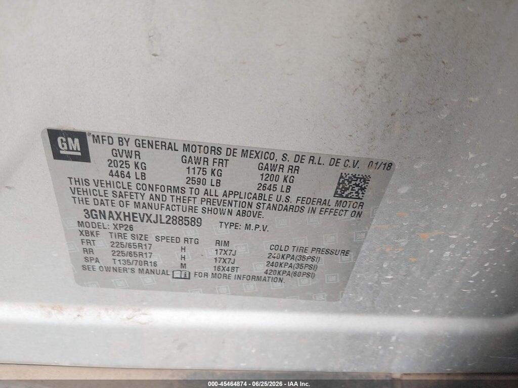 3GNAXHEVXJL288589 2018 CHEVROLET EQUINOX photo no. 9