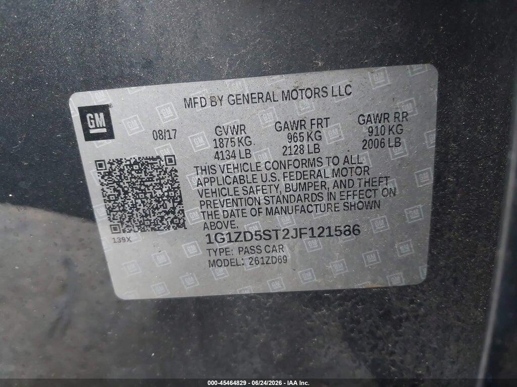 1G1ZD5ST2JF121586 2018 CHEVROLET MALIBU photo no. 9